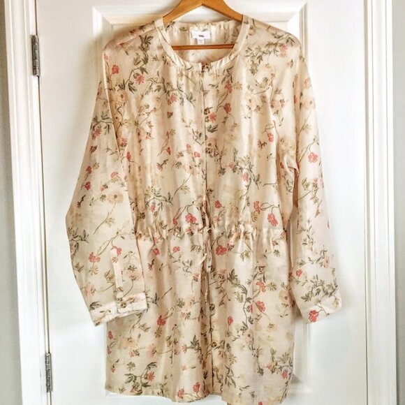 J. Jill Floral Sheer Linen Blend Barley MG Jacket NWT - Picture 2 of 6